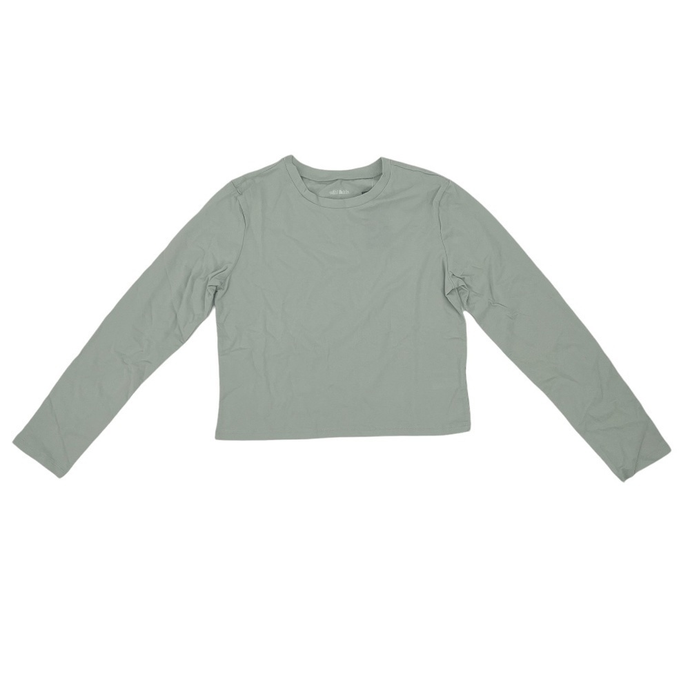 NWT Wild Fable Blue Long Sleeve Cropped Boxy T-Shirt Size X- Small Women's